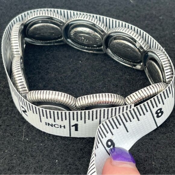 Lia Sophia Coil Clear Cut Crystals Silvertone Stretch Bracelet - Picture 6 of 6